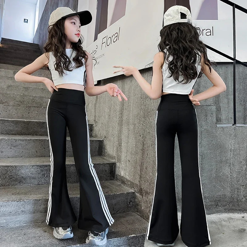 roupas femininas conjuntos sleeveless top+boot cut pants 2pcs 10 12 summer teenage girls clothes sets kids suit children outfits