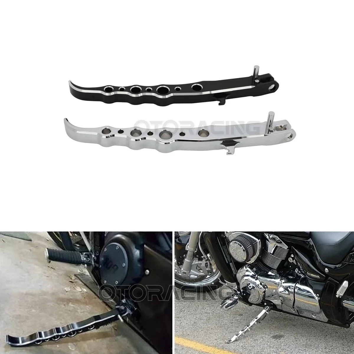 Motorcycle CNC Exotic Style Long Kickstand Kick Side Stand Foot Support For Suzuki Boulevard M 109 R M109R VZR1800 2006-2021