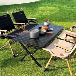 Table pliante en acier au carbone, équipement de camping portable, sac de rangement pour la maison