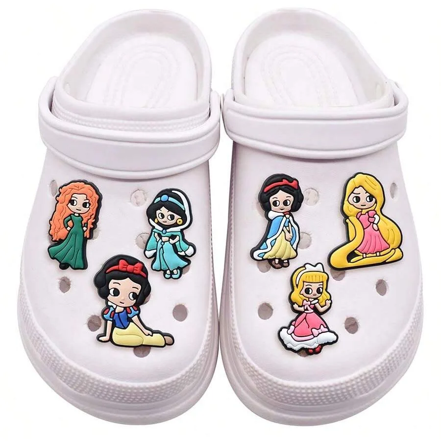 MINISO 22pcs Princess Rapunzel Shoe Charms Set For Clogs Bag Bubble Slides Sandals,PVC Shoe Decorations Beach Bag Accessories