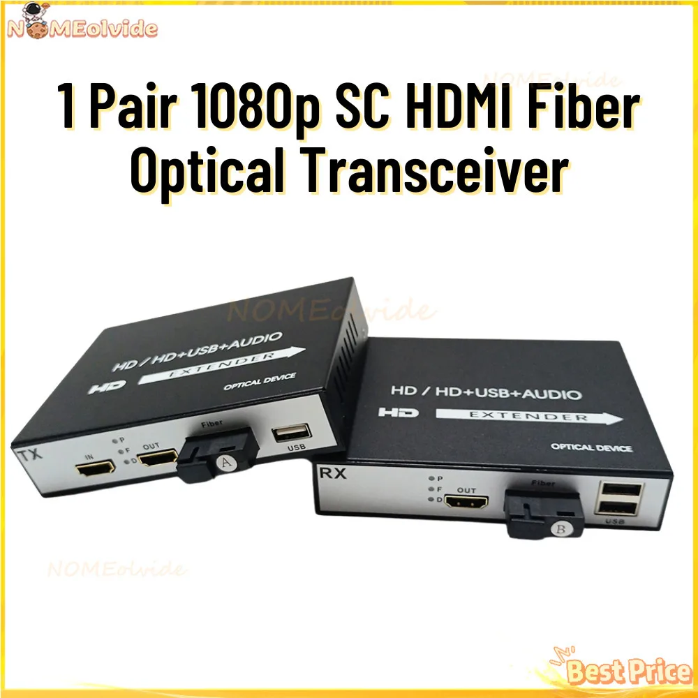  1Pair 1080P HDMI-USB KVM Over Fibre Extender Up To 20KM Mode Single SC HDMI Fiber Optical Transceiver