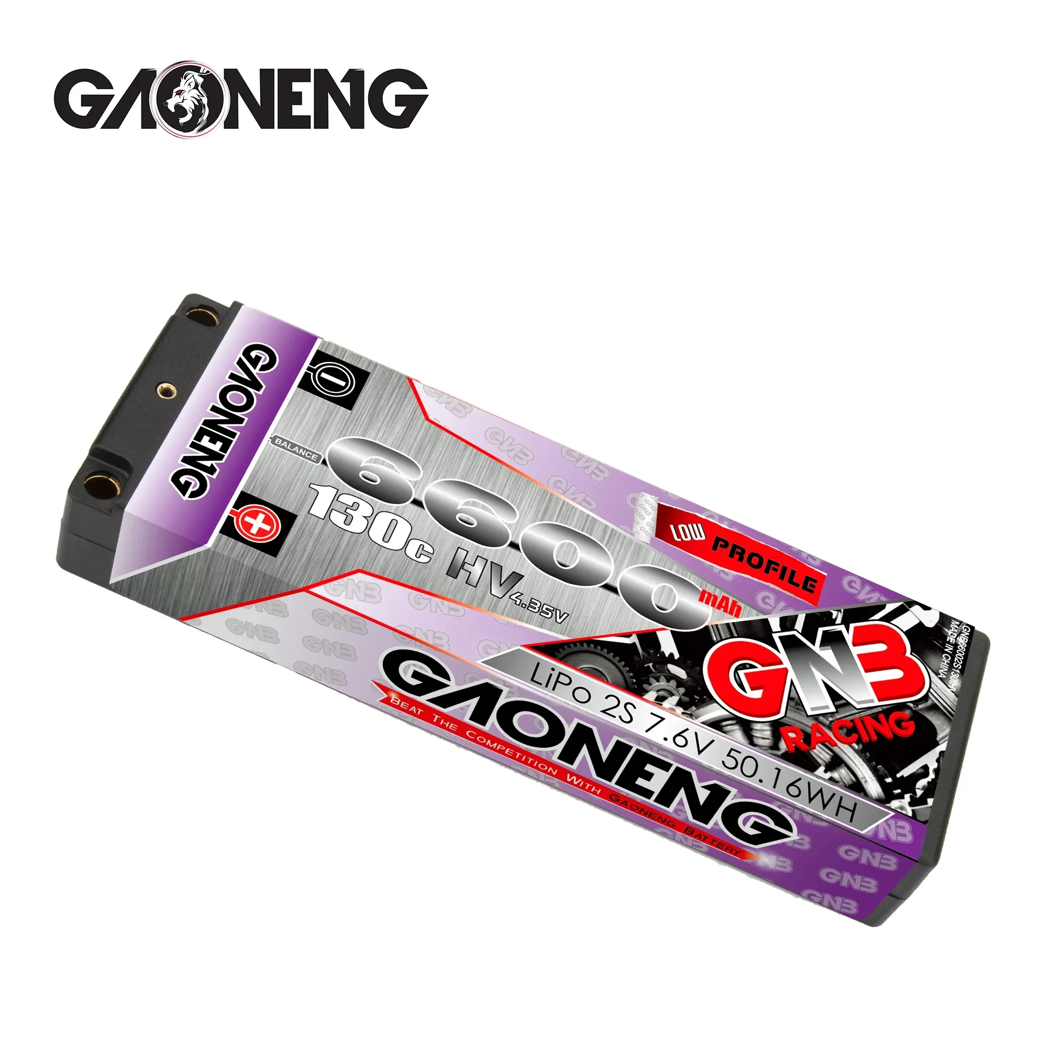 GAONENG 6600mAh 2S1P 7,6 V LiHV 130C/260C batería LiPO de cáscara dura de perfil bajo 5,0mm bala XT60 enchufe para 1/10 RC piezas de barco de coche