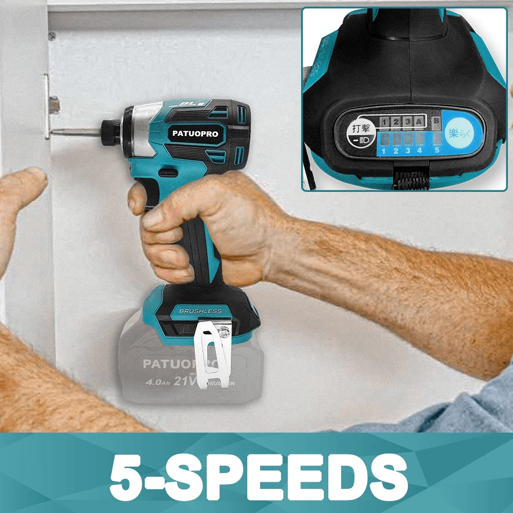 PATUOPRO 5-Speed Brushless Electric Screwdriver 1/4 Inch Cordless Electric Impact Driver Fit Makita 18V Battery(No Battery) image 3