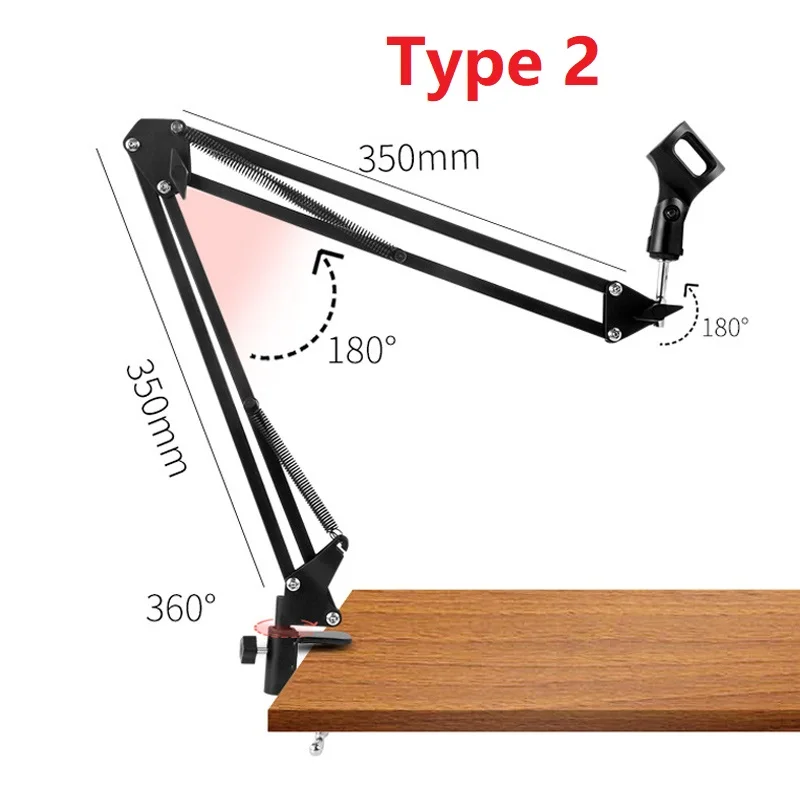 Multifunction Shockproof Microphone Holder Bracket with Double Layer Microphone Pop Filter and Table Clip for Live Broadcast