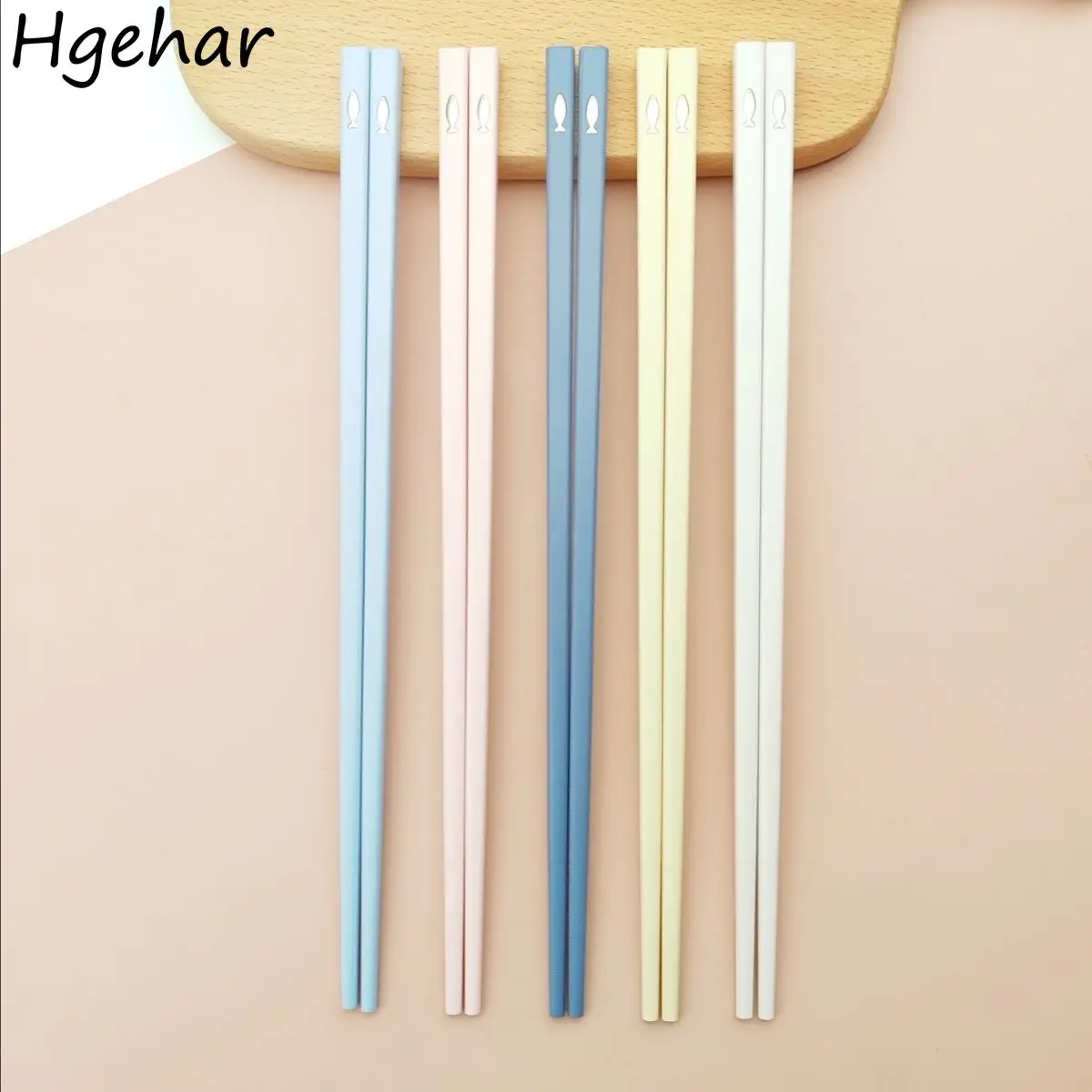 5 Pairs Candy Color Cartoon Chopsticks Household High Temperature Resistance Mildew Proof Anti-slip Chopstick Antibacterial 젓가락