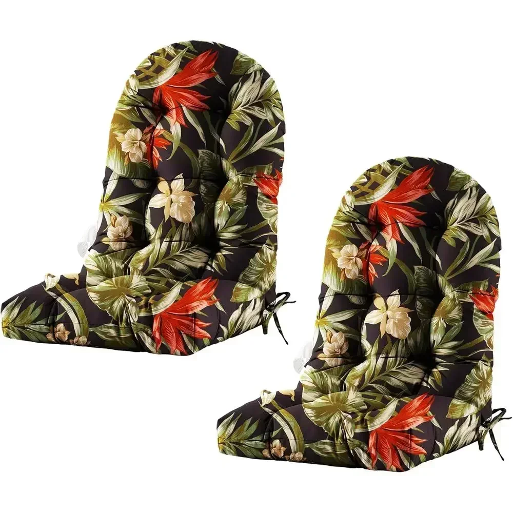 High-Back Seat Cushion Set of 2 - Waterproof Outdoor Adirondack Chair Cushions for Patio Furniture with Ties, Vibrant Colors, Pr