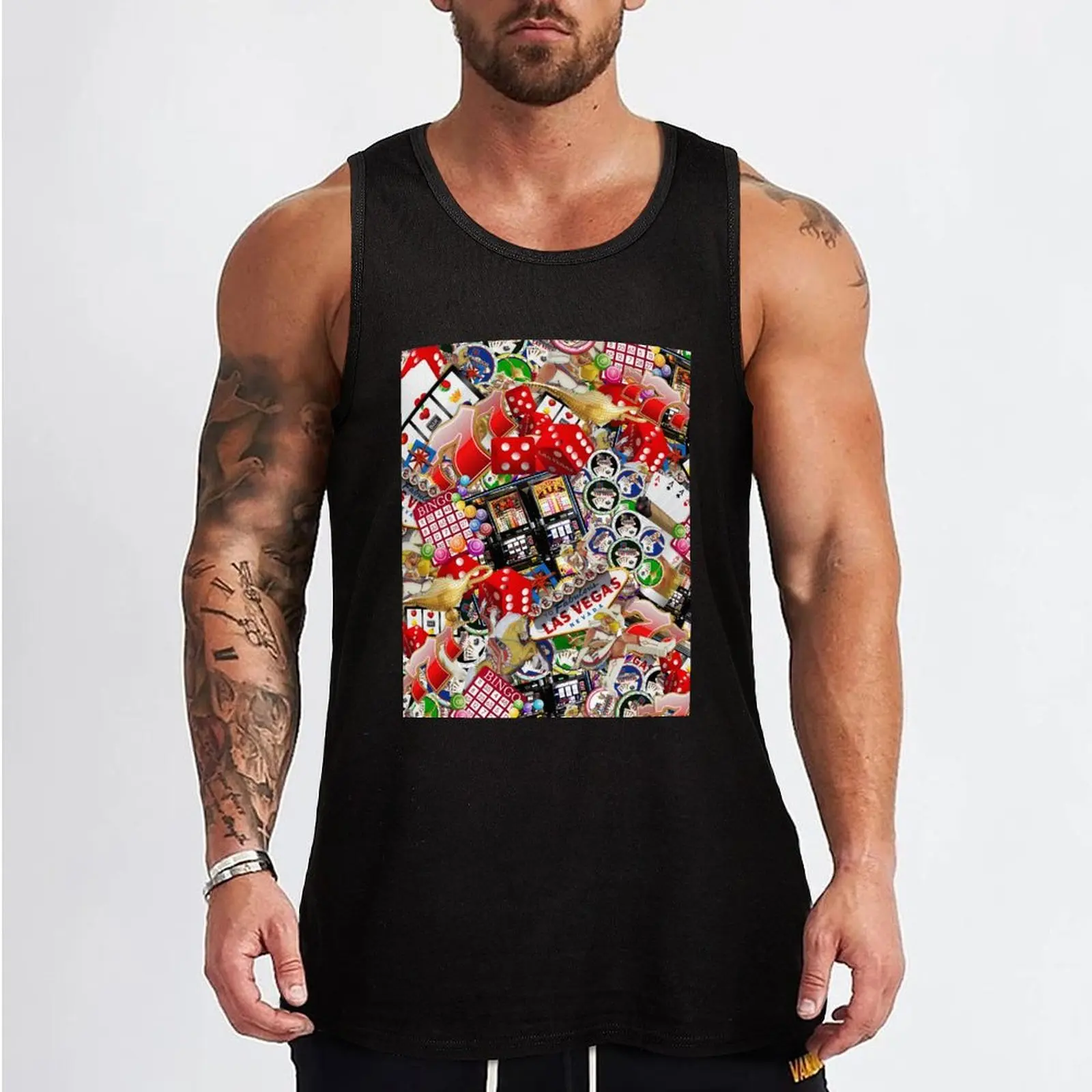 Gamblers Delight - Las Vegas Icons Tank Top Short sleeve Body man Men's fitness t-shirt