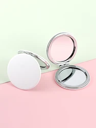 1PC white pu square double sided folding makeup mirror with 2x magnification HD glass perfect gift for mum auntie daughter