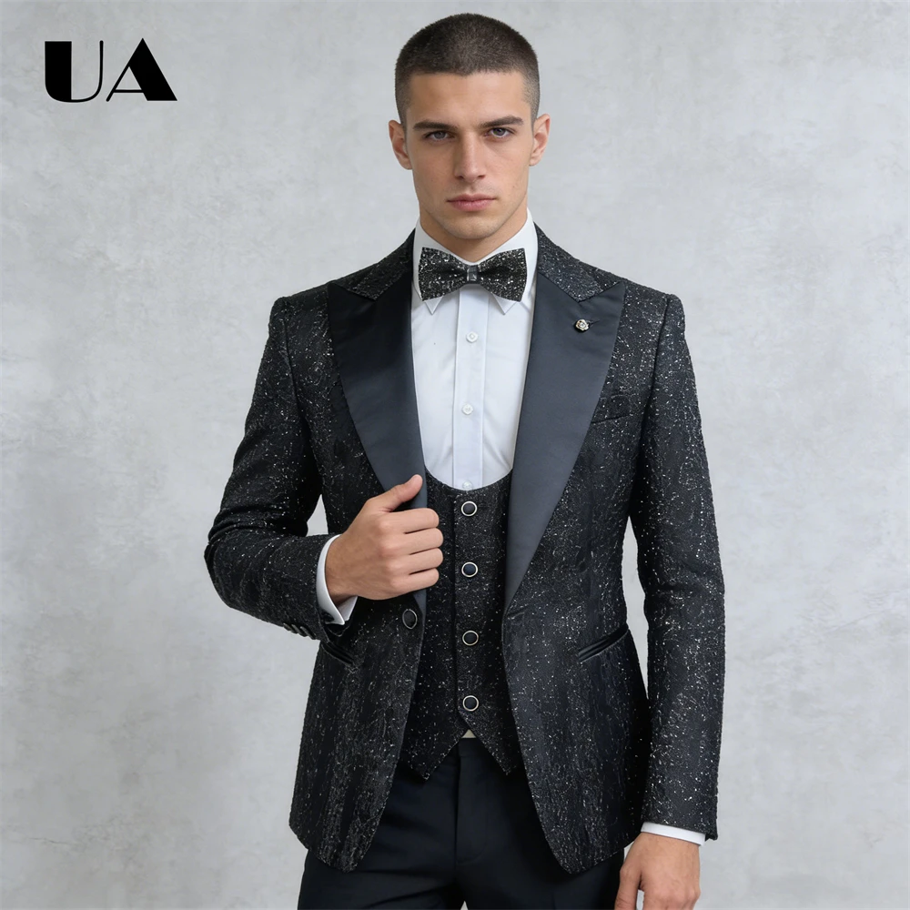 

Formal Evening Prom Suit Attire for Men, XXS-3XL Slim Fitting Formal Suit, Jacket Vest Pants In Stock Tuxedo Dresswear Outfit