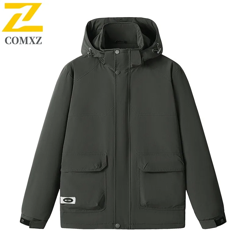 COMXZ 2025 الرجال الشتاء وسادة مبطنة القطن عمال معطف كبير الحجم سترة سميكة حجم كبير متعدد جيب القطن معطف 8XL