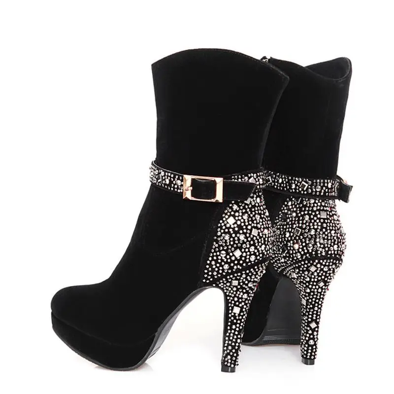 Big Size 33-41 for Women Sexy High Heels Goth Warm Short Boots Autumn Winter Shoes Pointed Toe Platform Knight New Boots F315