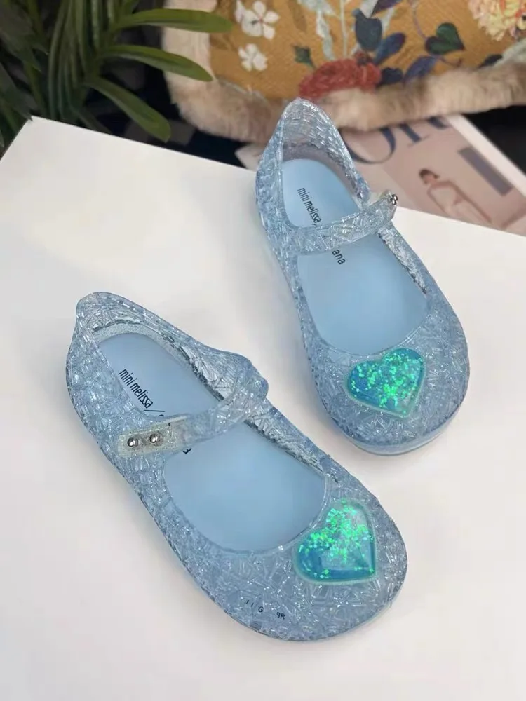 Mini Melissa Girls Princess Shoes Seashell Children\'s Sandals Closed Toe Crystal Shoes Summer Kids Breathable Jelly Sandals