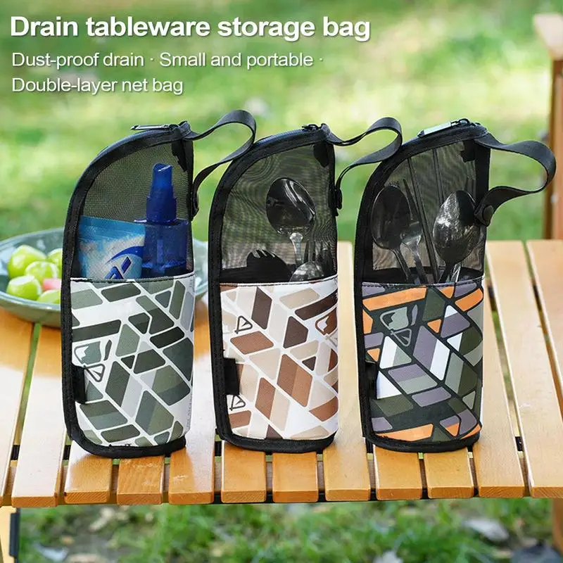 Outdoor cutlery storage bag portable Utensil Holder Zipper Bag camping stuff bag for Outdoor Camping Backpacking Hiking Travel