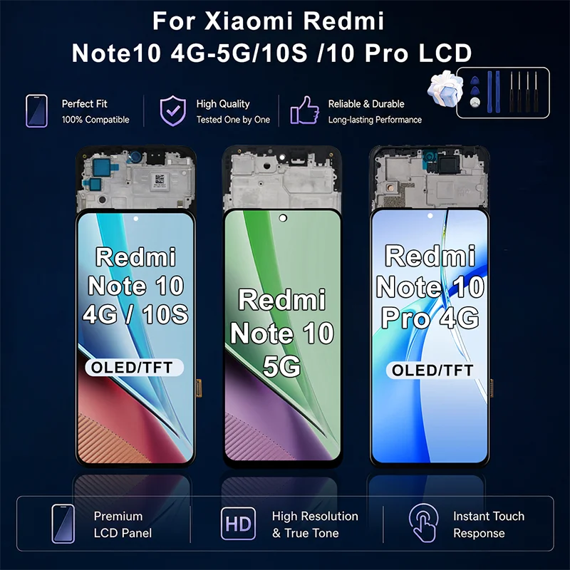 TFT For Xiaomi Redmi Note 10 10S 4G 5G Display Touch Screen For Redmi Note 10 Pro 4G OLED Digitizer Assembly Replacement Parts