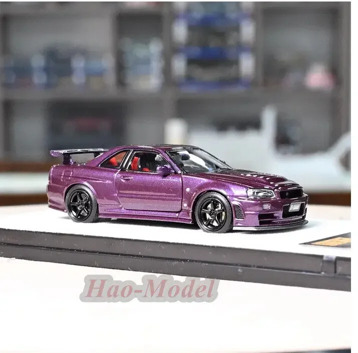 

PGM 1/64 For Nissan GTR R34 Z TUNE Car Model Alloy Car Diecast Simulation Toy Boys Birthday Gift Hobby Display Collection Purple