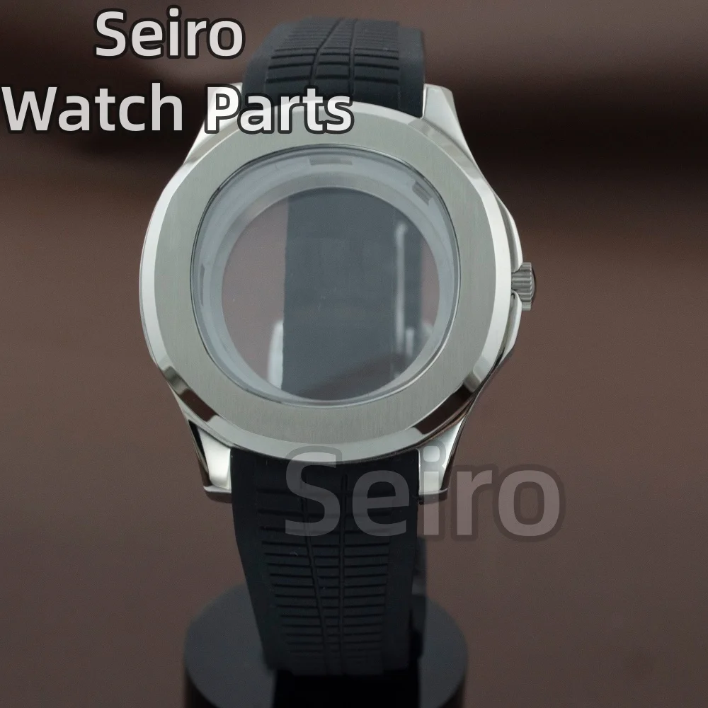 

42mm NH35 Rubber Strap Case Sapphire Glass Watch Case for NH34 NH35 NH36 NH38 NH70 Movement for Nautilus AQUANAUT Men Case Parts