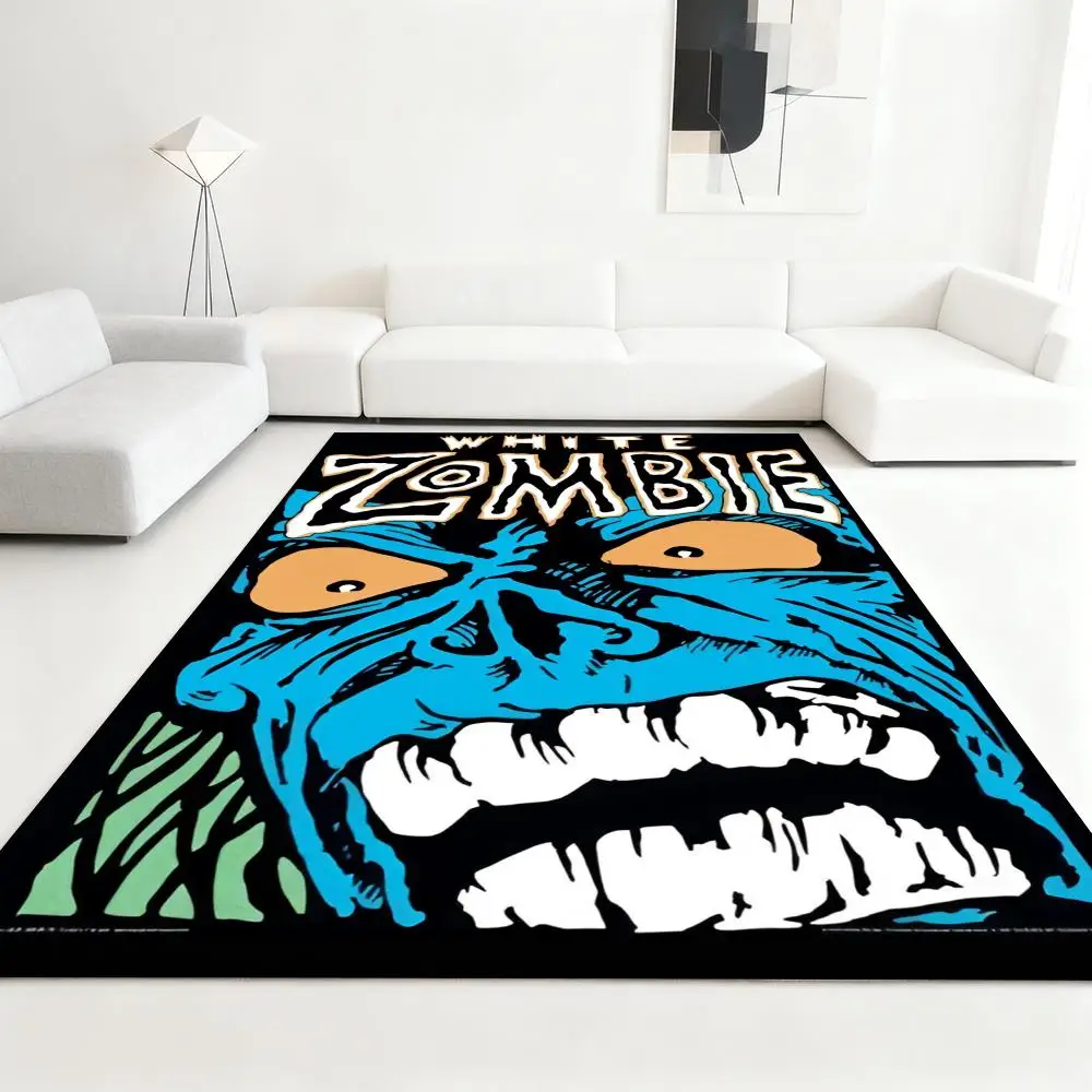 

cool Rock Band-W-WHITE Zombies Floor Mat Soft Thickened Absorbent Non-Slip Bedroom Living Room Door Mat Home Decor Flannel Rugs