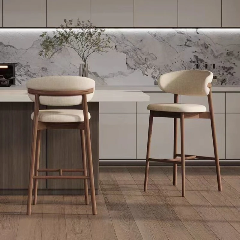

Solid wood bar chair Home high chair Nordic light luxury bar restaurant island chair