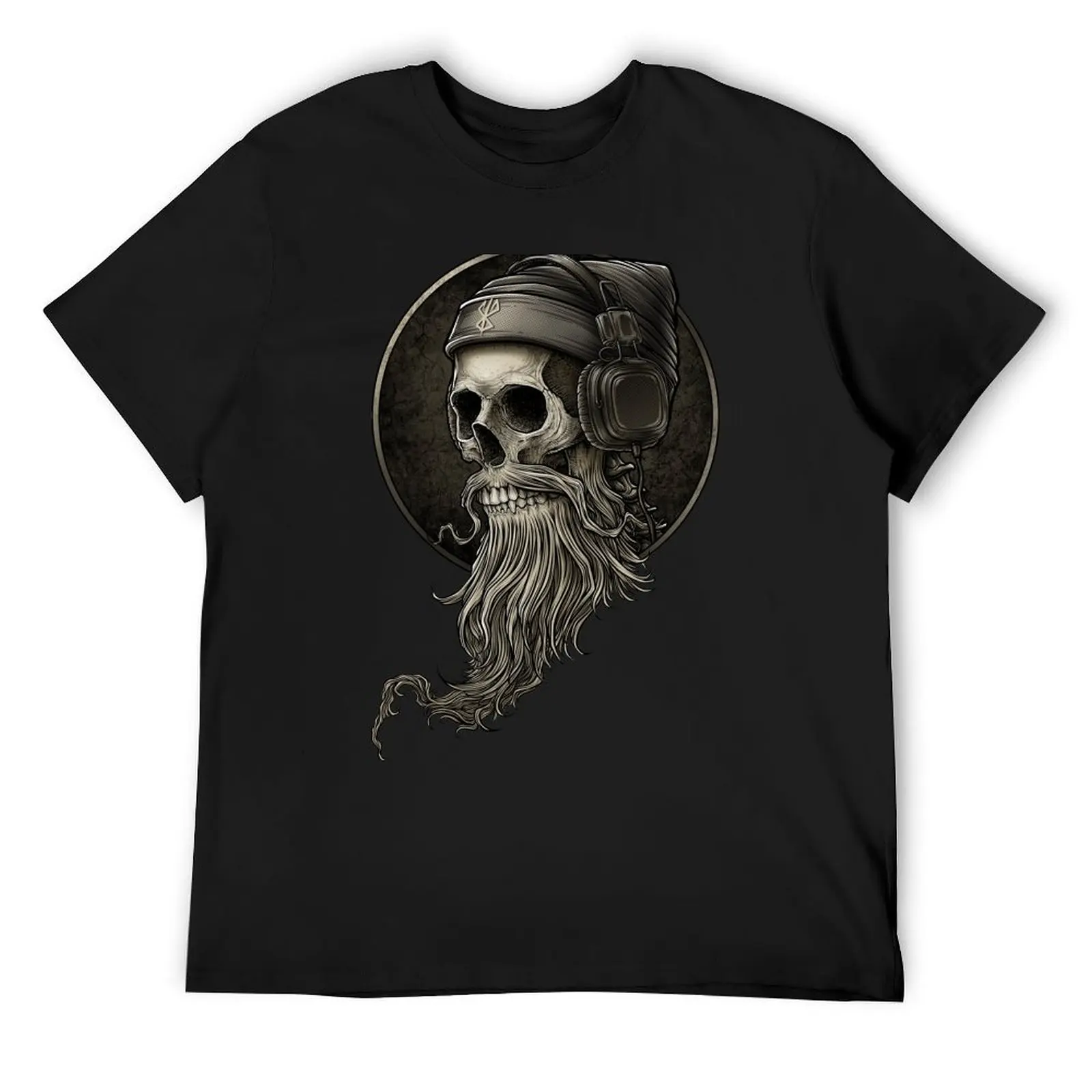

Viking Vintage Skull Beard with Headphone T-Shirt