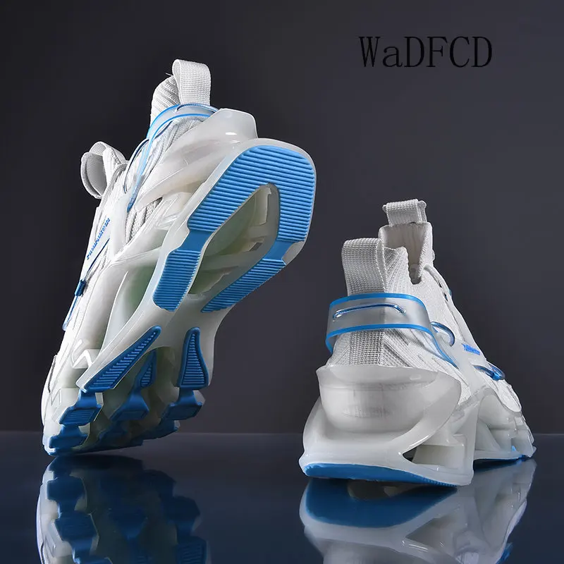 Chunky Sneaker Plus Size 45 46 Men Blade Sole Running Shoes Fashion Casual Mesh Breathable Height Increased Flat Platform Shoes