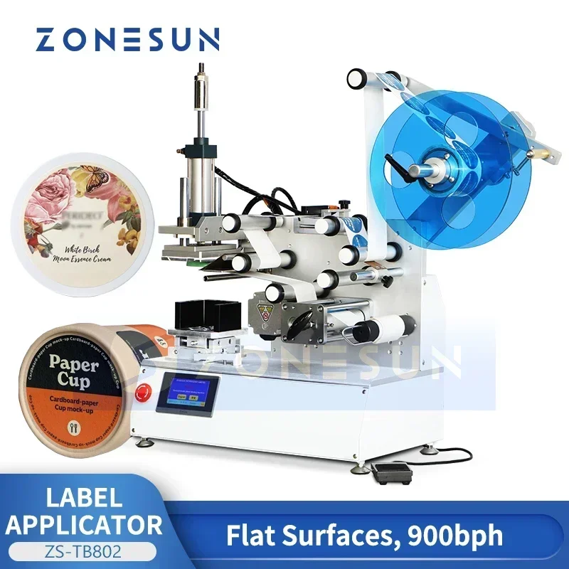 

Zonesun Flat Surface Label Applicator Flat Labeling Machine Table Top Labeler Jar Labeling Machine ZS-TB802
