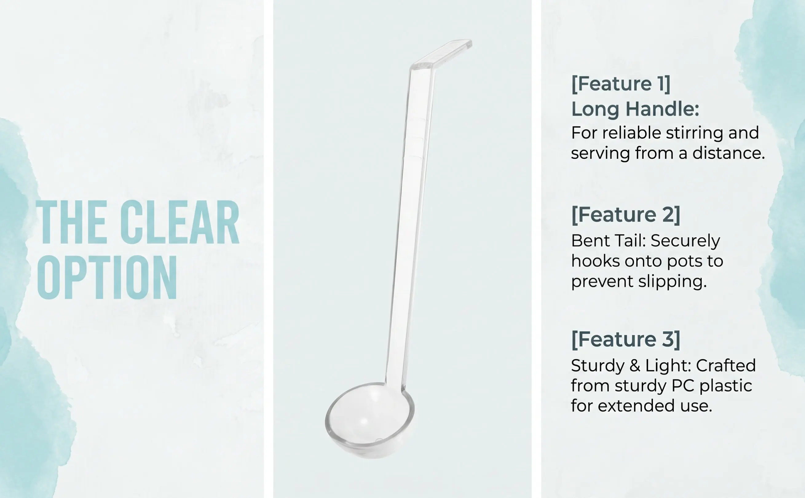 Long Handle Clear Pc Serving Ladle Bent Tail Design Spoon for Buffet Catering Sauce Soup Ramen Soup Spoon Catering Scoop