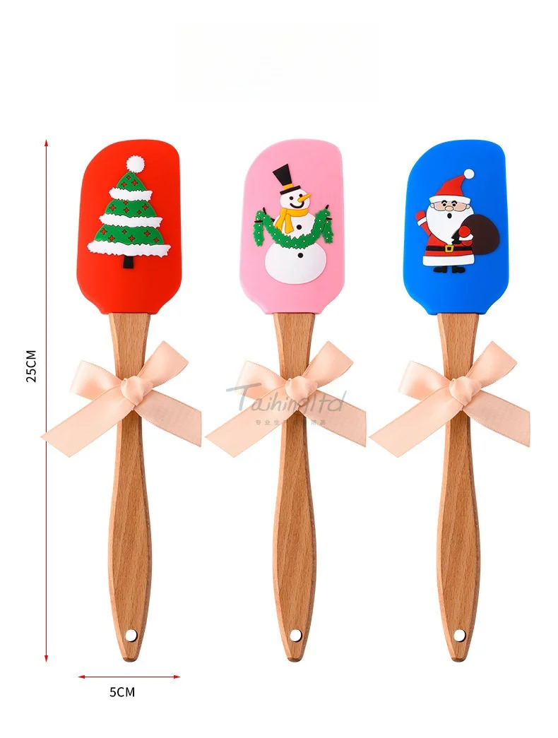 

Food grade silicone butter spatula, small size silicone spatula, three-dimensional Christmas pattern, beech handle 25cm