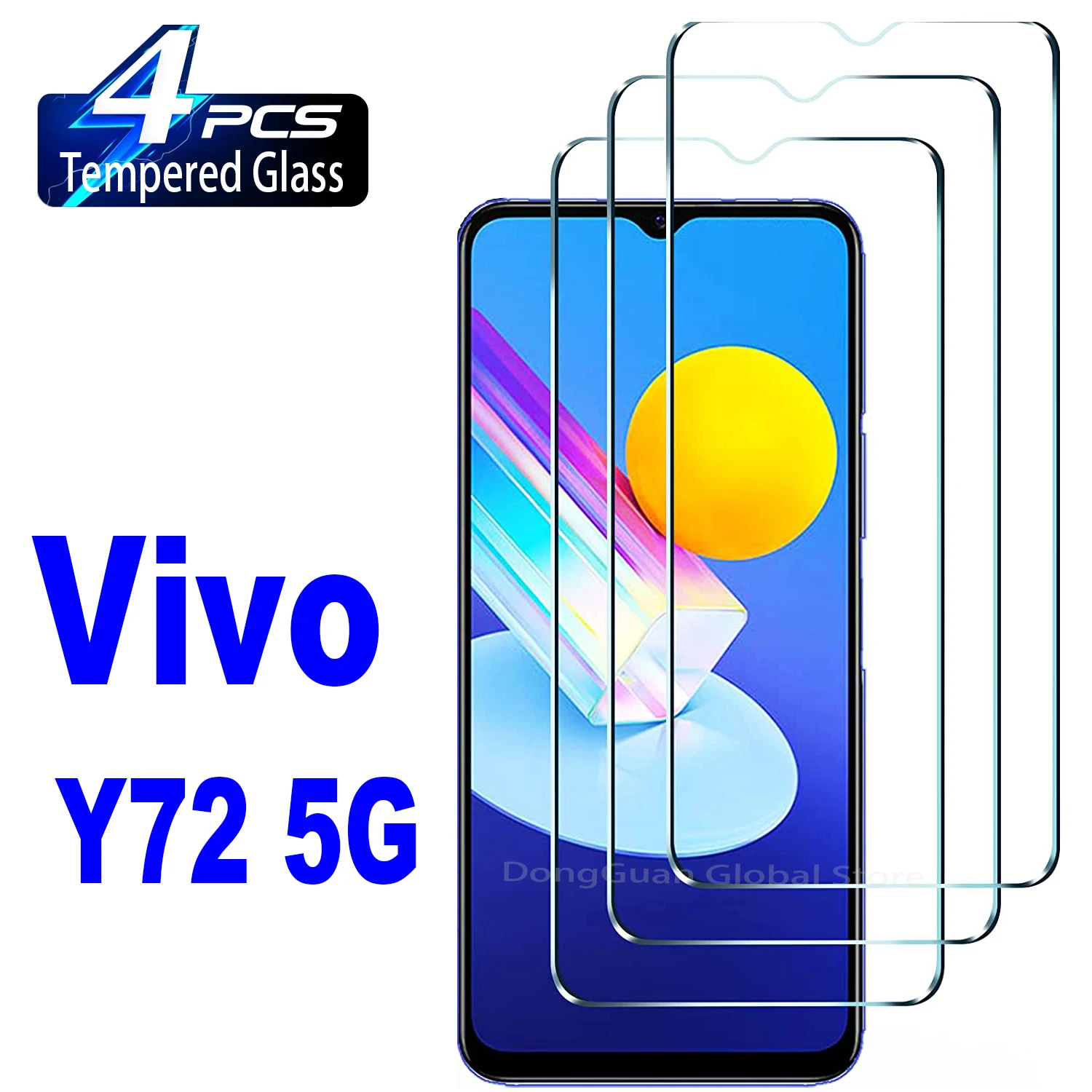 2/4Pcs Tempered Glass For Vivo Y72 5G Screen Protector Glass Film