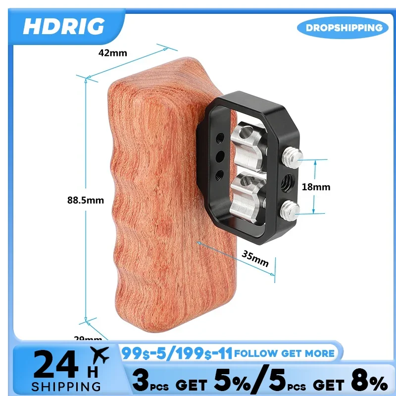 HDRIG Rose Wood Side Grip Wooden Handgrip with 1/4