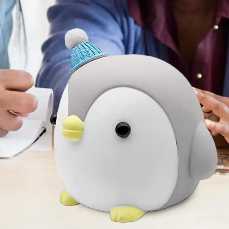 Kids Coin Bank Attractive Cartoon Penguin Shape Money Bank Decorative Desktop Ornaments Multifunctional Coin Saving Box For Boys