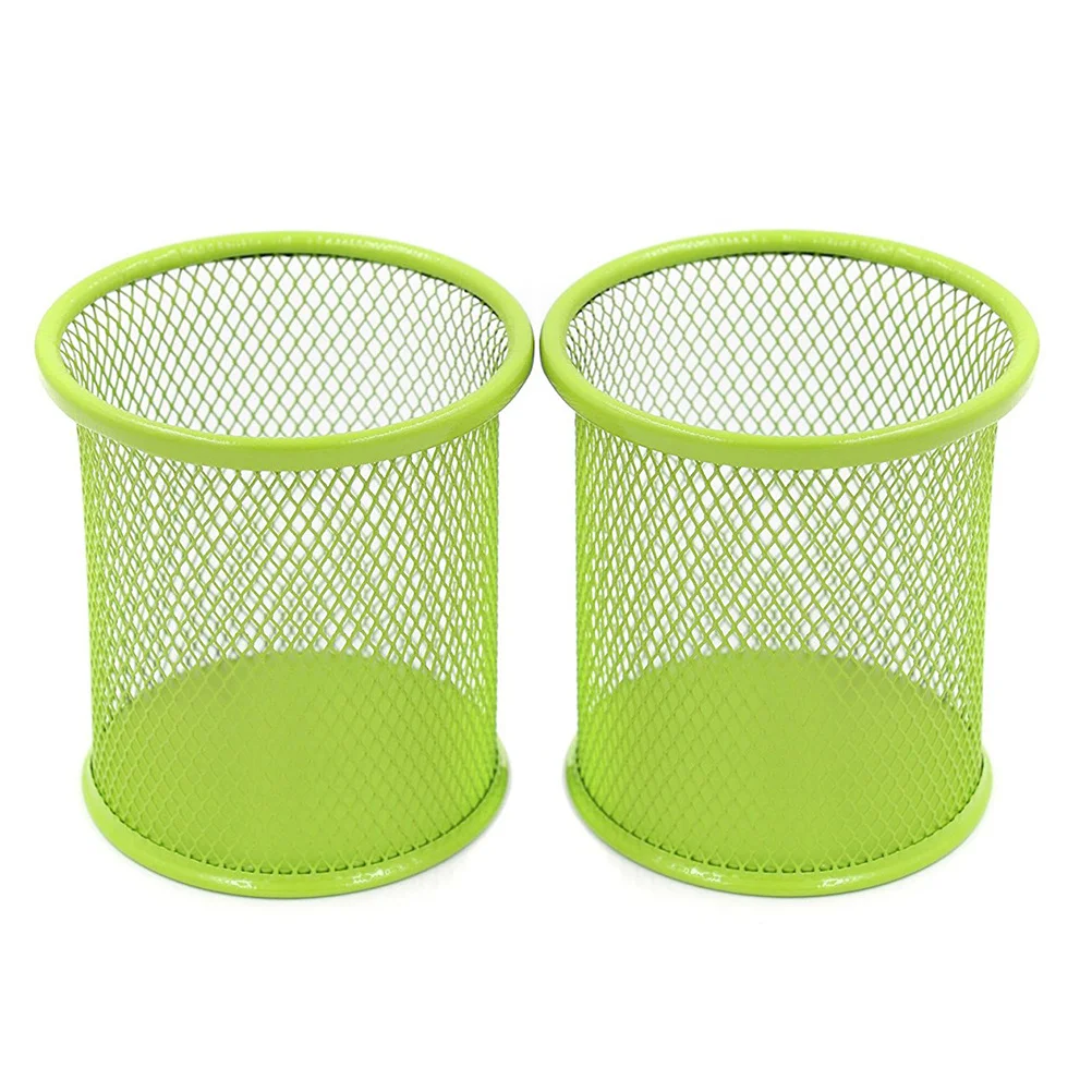

2pcs 3.5 Inch Round Mesh Pencil Holder Steel Desktop Organizer For Office Supplies Tall Ruler Scissors Storage Desk Accessories