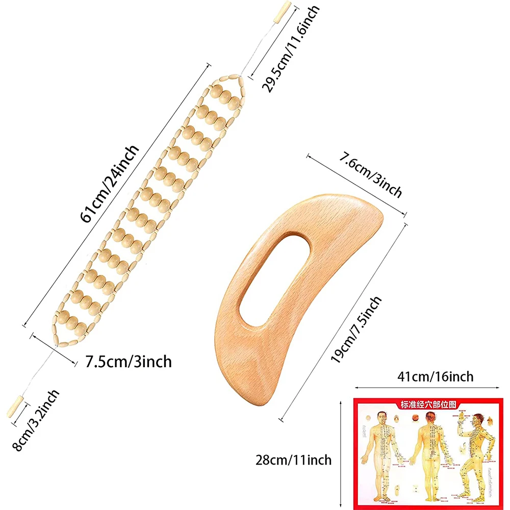 Herramientas de masaje para terapia de madera, herramienta de cuerda de rodillo de masaje de espalda de madera hecha a mano, Kit de Maderoterapia, herramientas para esculpir el cuerpo para relajar los músculos