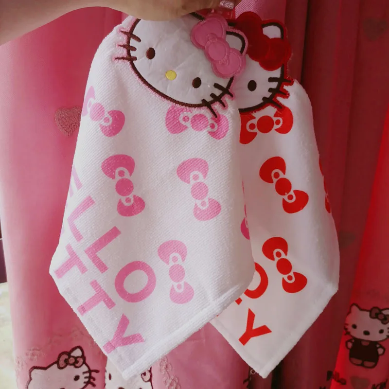 Hellokitty Square Hand Towel Kawaii Anime Cute Sanrio Cartoon Printing Quick Drying with Water Absorption Hand Towel Kids Gifts