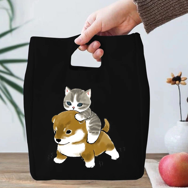 Cartoon Anime Cat Series Insulated Lunch Box Handbags Insulation Cooler Bento Pouch School Student Office Women Men Lunch Bag