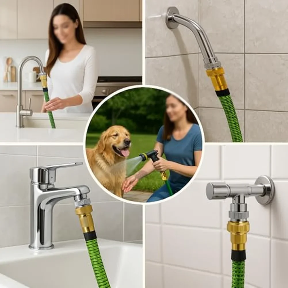 Chrome Plated Brass Faucet Adapter Set for Garden Hose Use Includes 55/64 Female 15/16 Male and G1/2 Internal Options