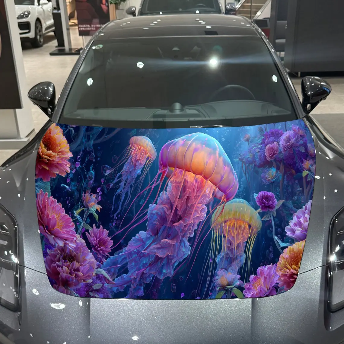 

Dreamlike Swimming Jellyfish Car Hood Vinyl Stickers Car Surface Protection Decal Car Decoration Cover Vinyl Wraps Waterproof Se