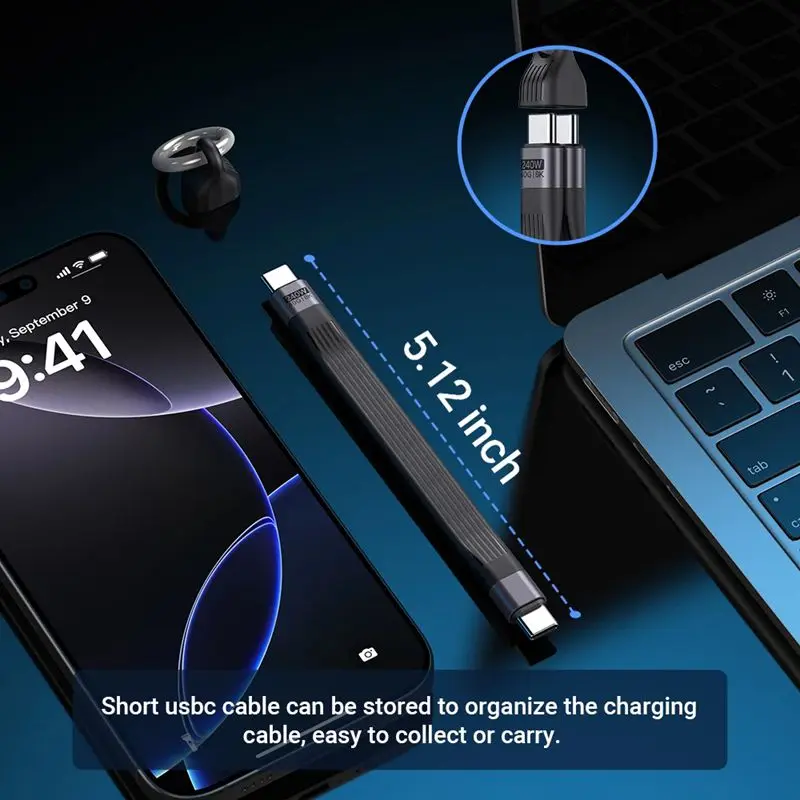 USB 4 0 كابل قصير PD 240W المفاتيح الحبل 40Gbps 8K 60 هرتز Thunderbolt 3 4 لجهاز Type C شحن سريع #5