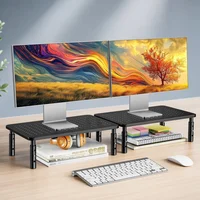 1pc/2pcs Monitor Stand, Monitor Stand Riser 3 Height Adjustable, Monitor Riser with Airflow Vents, Laptop Stand for Desk, Laptop Riser, Desk Organizer for Monitor, Laptop, PC, Printer