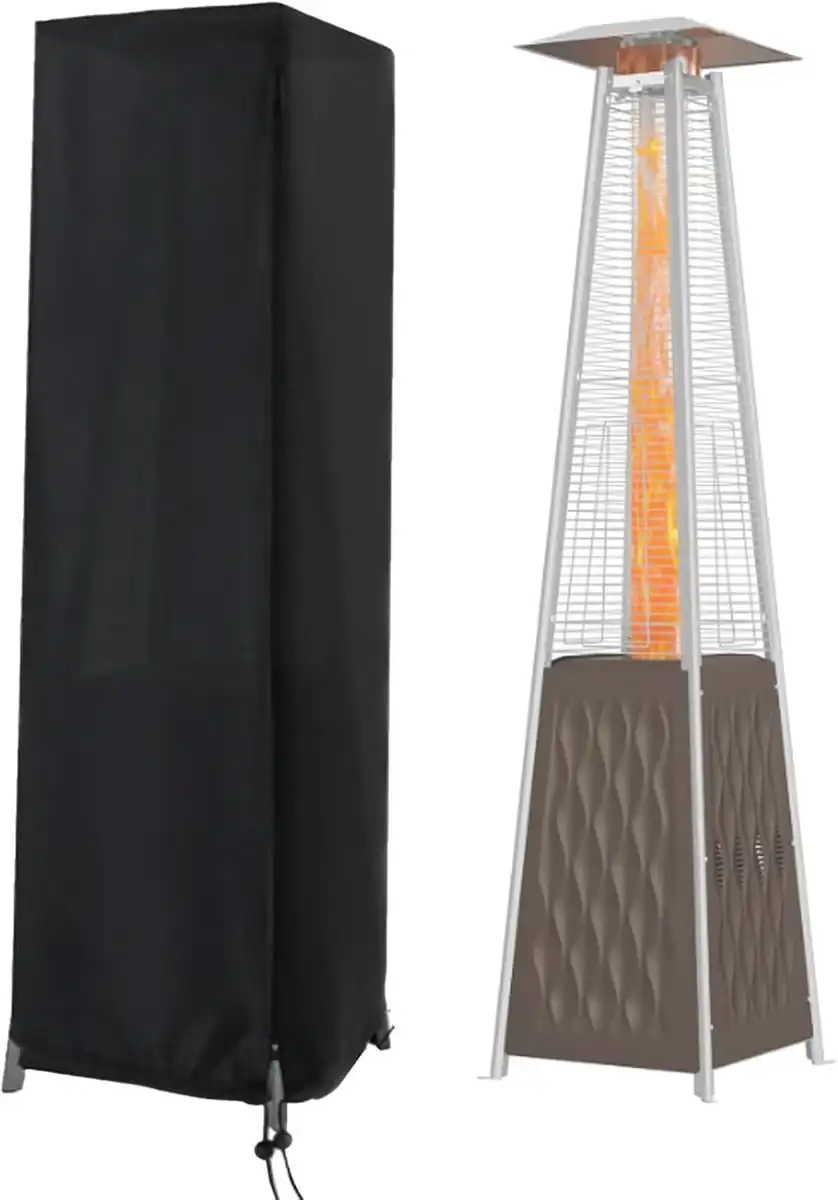 Pyramid Patio Heater Cover Waterproof UV Resistant Outdoor Gas Heater Protective Cover with Zipper Drawstring All Weather Tower
