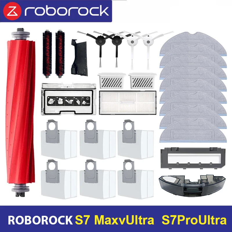 Sikat sisi utama pel Filter Hepa tas debu sikat bergulir pembersih Roborock S7 Maxv Ultra S7 Pro aksesori vakum Robot Ultra