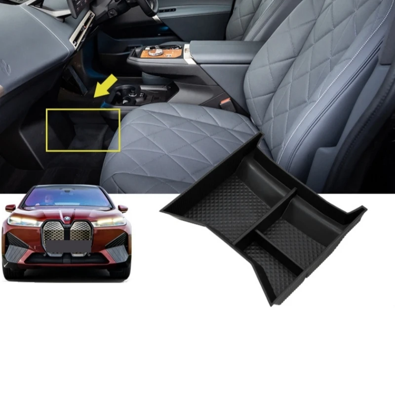 Black/Grey Car Central Control Organizer Storage Tray Armrest Box Container For BMW iX I20 Elektro EV 2022 2023 Car Accessories