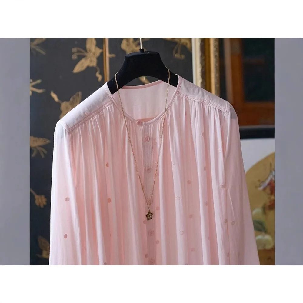 French Unique Charming Polka Dot Sun-protective Shirt Women Camisas Blouse