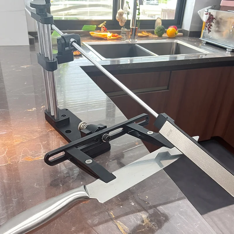 

New Red Fixed Angle Sharpener with Scale Adjustable Height 360° Rotating Tool Professional Kitchen Knife Sharpening System