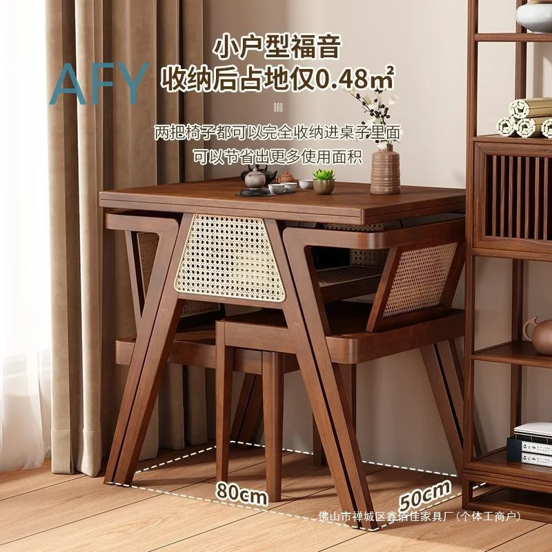 Rattan Outdoor Table and Chair Set for Balcony Garden Patio Tea Reading Coffee Use Solid Wood Wicker Leisure Furniture Set