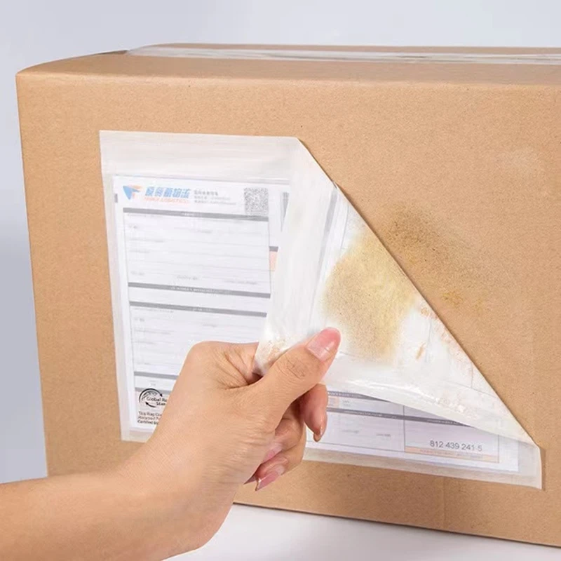 Sacs à dos en plastique transparents, 50 pièces/lot, sac pour billets, format papier pour facture unique, autocollants d'emballage, sac de courrier, documents d'expédition