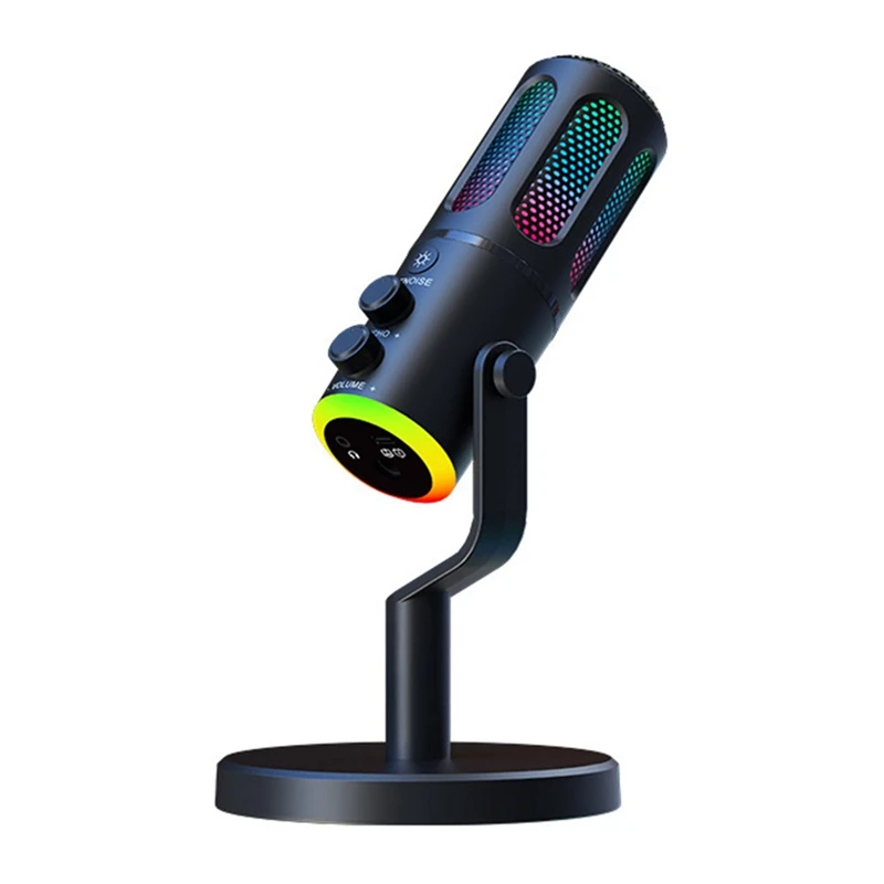 

New-A47Q-Professional Gaming Microphone With Stand RGB USB Wired Condenser Mic For PC Laptop Streaming Podcast Karaoke