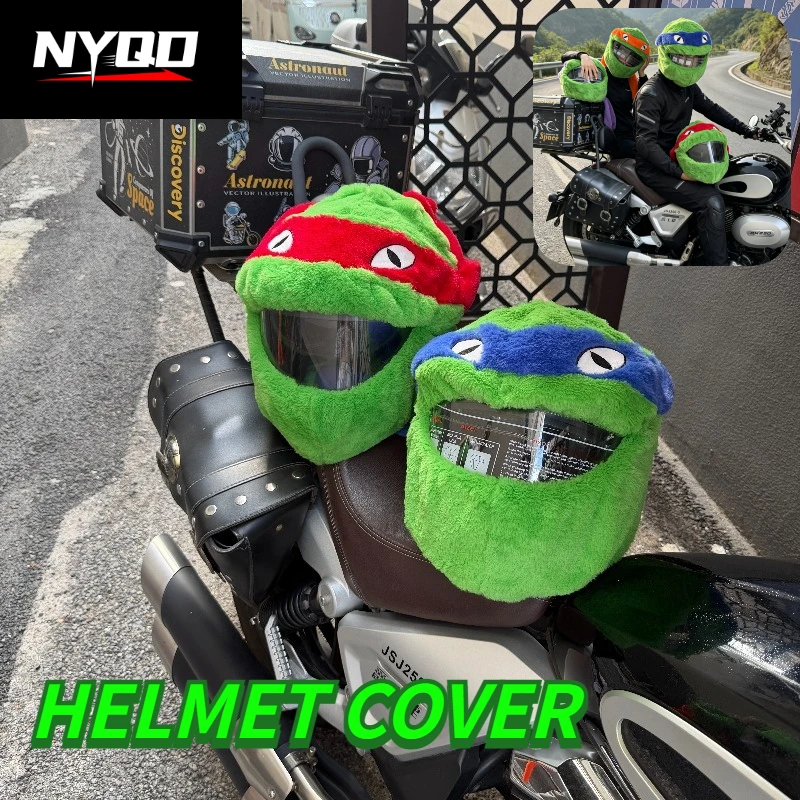 Cute 3D Cartoon Turtle Motorcycle Helmet Cover, Funny Full Face Helmet Sleeve, Motorbike Helmet Decor Cover