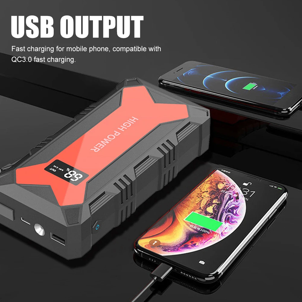 

30000mAh 12V Car Jump Starter Power Bank 800A Starting Device Battery Car Auto Emergency Booster Charger Power Bank