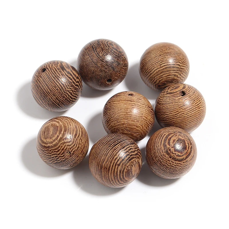 Perles d'espacement rondes rayées en bois naturel, adaptées aux bracelets de bricolage, colliers de la présidence, accessoires d'artisanat, lot de 20 à 100 pièces