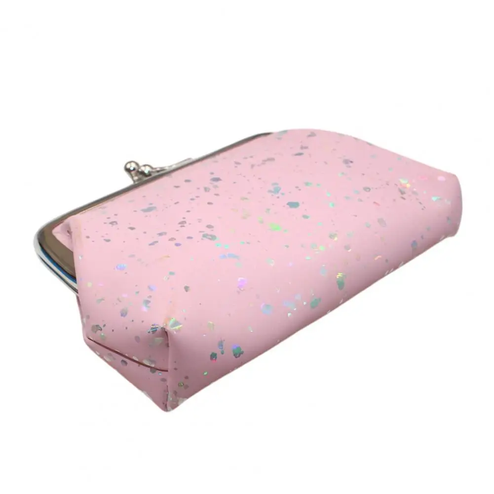 Durable Coin Case Vintage Women's Small Coin Purse with Kiss Lock Sparkling Sequins Mini Wallet Keychain Zip Pouch for Coins